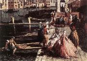 MARIESCHI, Michele The Grand Canal at San Geremia (detail) sg oil painting
